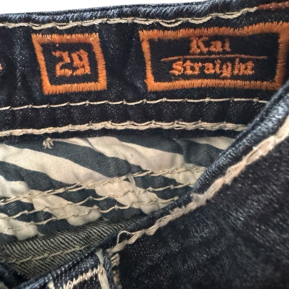 Rock Revival Jeans Womens Size 29 Dark Wash Straight Leg Embellished Rhinestone - Picture 9 of 16